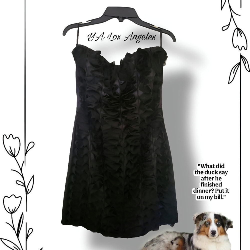 🌿YA Los Angeles Womens Black Mini Ruffle Dress size Medium - Picture 7 of 8